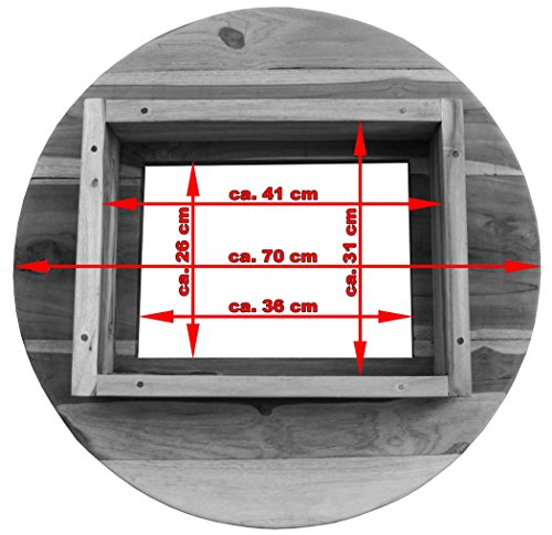 KMH®, Bierkasten – Stehtisch / Tischaufsatz – ECHT TEAK! (Ø = 70cm) (#102155) - 4