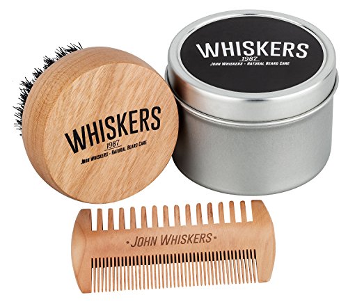 John Whiskers Bartbürste mit reinen Wildschweinborsten und edler Aufbewahrungsbox inkl. antistatischem Duo-Kamm – Bartpflege-Set – perfekt zum Auftragen von Bartwachs und Bartöl - 2