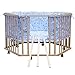 BABY VIVO WOODEN PLAYPEN 6-SIDE WITH REMOVABLE WASHABLE INLAY BLUE