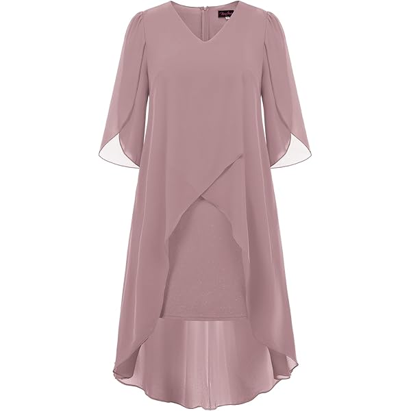 Hanna Nikole Bruiloftsgasten jurken dames grote maten chiffon avondjurk met pailletten ronde hals elegante cocktailjurk feestelijke midi-jurk voor de moeder van de bruid, Donkerblauw, 44 Grote maten