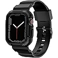 amazon basics Military Grade Unisex Strap Band for Apple Watch with Stainless Steel Case and Bumper, for iWatch Series SE/8/7/6/5/4, Shockproof, 41 mm, 40 mm, 38 mm, Black