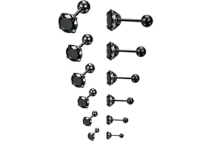 Epoch World 6 paires de boucles d'oreilles diamant 3-8mm argent noir