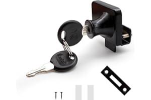 DEANKEJI Cerraduras de Gabinete,Cerraduras de Vidrio para Gabinete con Llave Separada, Acabado Negro Cerradura de Seguridad para Vitrina, No es Necesario Perforar, se Puede Instalar Vidrio de 5-8 mm