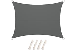 LARMNEE Sonnensegel, Wasserdicht, 3 x 4 m, Quadrat, Sonnenschutz, PES, Reißfestigkeit, Segeltuch Pergola, 95% UV-Block, Terrasse, Garten, Outdoor, Balkon, Rauchgrau EGY34SP02