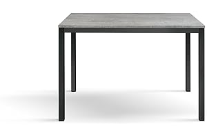 PAZZO DESIGN Tavolo fisso Marcello, Grigio Cemento, Gambe Nere, Cucina, Soggiorno, Scrivania, Made in Italy, 110x68x75 cm - id_2100
