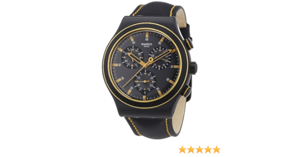 Swatch Men's Quartz Watch New Irony Chrono Noho Time YVB400 with Leather  Strap : Amazon.co.uk: Watches