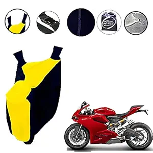 Auto Pearl - Water Proof PVC Matty Neon Yellow & Blue Bike Body Cover with Mirror Pockets,Buckle Belt,Carry Bag - Ducati 899 Panigale