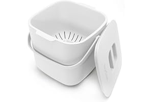 YourCasa® Kosz na kompost Blat kuchenny z pokrywką, kosz na kompostownik, nadaje się do mycia w zmywarce, odporny na zapachy, sitko wewnętrzne, kompostownik, biały