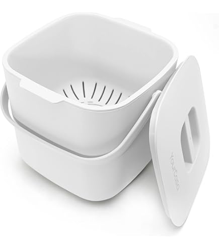 EcoBio Biologische afvalemmer voor de keuken, 7 liter, compostemmer met deksel en handvat, geurloos en vaatwasmachinebestendig, biologische afvalemmer met zeef, biologische afvalbak