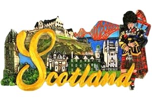 ELGATE Scottish Fridge Magnet Scotland Word Highland Piper Edinburgh Castle Souvenir COllage Montage
