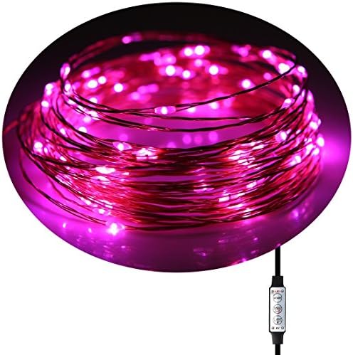 String Lights,USB String Lights,6 Modes,5 flashing speed ,7 luminance,100 LEDs,33 ft Copper Wire 5V,Outdoor Indoor String Lights for Bedroom, Garden, Party, Christmas Tree, Decorations(pink)
