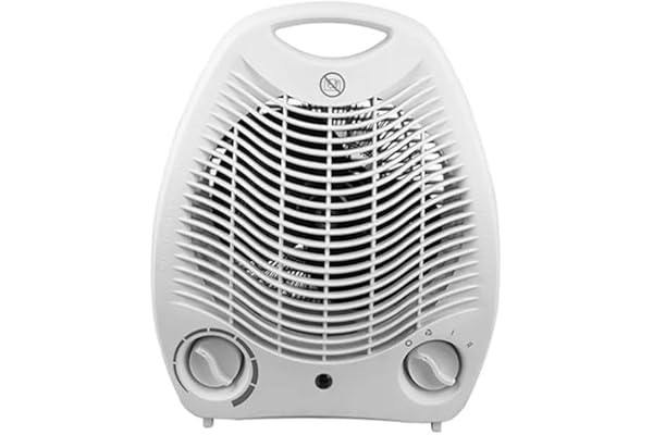 Calefactor Eléctrico 2000W, Calentador de Baño, Cocina y Habitación, Ideal para Superficies de hasta 20-25m², 3 Velocidades y Termostato Ajustable (Blanco 26025 Aire)