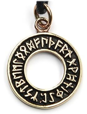 Runen Schmuck Anhänger Bronze, Länge mit Öse: 3,5cm, inkl. Band älteres Futhark