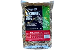 Exstream Barbacoa ahumar astillas de madera para ahumar alimentos, manzana, haya, roble, cereza 100% natural, sin productos químicos (mezquite 3 litros)