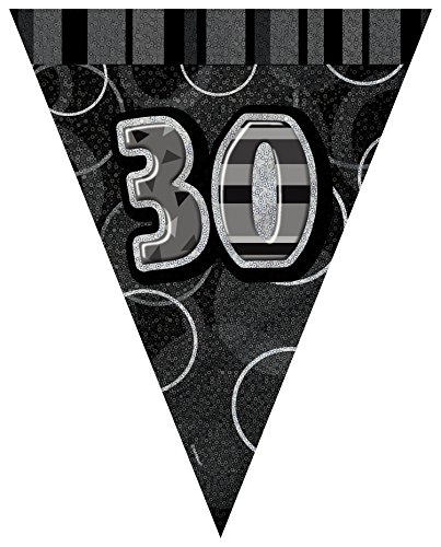 9ft Foil Glitz Black 30th Birthday Bunting Flags 9ft Foil Glitz Black 30th Birthday Bunting Flags