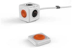 allocacoc Eco PowerCube Remote Extended z pilotem zdalnego sterowania Power Remote, 4-krotne gniazdko do oszczędzania energii, 230 V Schuko