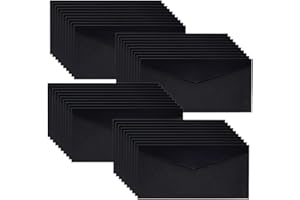 WYAN Vintage Envelopes-40Pcs 105×215mm Blank Cards Envelopes,Kraft Envelopes,Western Style Triangular Flap Envelope,for Birthday, Wedding, Festival, Party Supplies(Black,Card and Glue not Included)