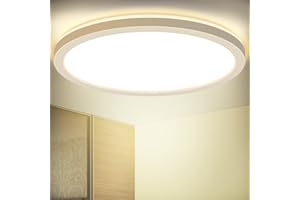 LEZOE LED Deckenleuchte Flach, 18W Deckenlampe LED 4000K 1800LM, 2.5cm Ultra Dünn Panel mit Hinterleuchtung, IP54 Led Lampe für Badezimmer Flur Schlafzimmer Keller Balkon Küche Wohnzimmer Ø22cm
