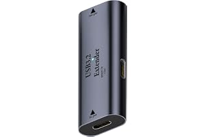 QIANRENON USB C-Signalförstärkare och Förlängare - 10m/32,8 Fot, 3,2 Långdistansladdning, Data Anslutning 5 Gbps 5V/3A, Inbyggt Chip/LED/Al-hölje, 15W Extern