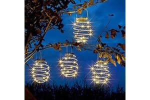 Coospy Solar LED Lanterns - 4pcs Spiral Solar Garden Lights, Waterproof Pendant Light for Outdoor, Patio, Porch