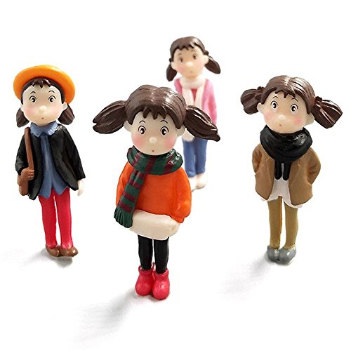 Kimkoala Juego de Figuras en Miniatura de Kawaii Hayao Miyazaki, 4 Piezas, Resina, Juguetes, Manualidades, Decoración de Jardín de Hadas, Adorno de Paisaje Micro para Niños