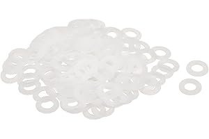 QUARKZMAN 120 Pcs Arandelas Planas, Pasacables de Nylon M8 8Mm Id 16Mm Od 1.5Mm de Grosor Arandelas de Goma Plástica Junta de Hoja de Fijación Espaciador de Sellado Anillo, Blanco