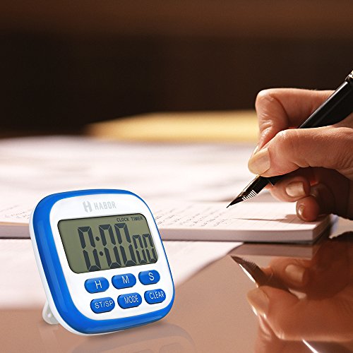 Habor Küchentimer Digital Timer Eieruhr, Küchenwecker, Küchenuhr, Zeitmesser, Stoppuhr, LCD Display, 24h Countdown mit Piepton, Magnete und einklappbarer Ständer, ideal für Küche Kochen, Grill, Backen usw. - 4