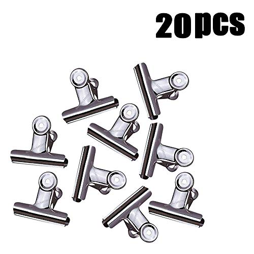 20pcs petits trombones de bouledogue, agrafe multifonctionnelle pour les supports pour les photos, le bureau et la cuisine(argent,31mm)