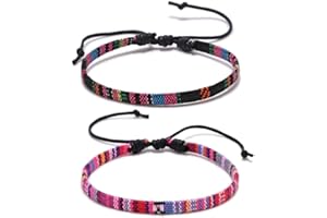 SURALIN 2 Pezzi Cavigliera da Surfista Cavigliera da Donna Cavigliera da Surfista Bracciale Etnico Impermeabile Regolabile Bracciali Intrecciati Fatti a Mano Unisex(C)