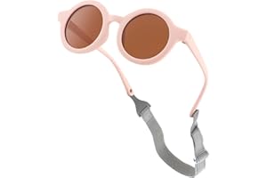 IWTBNOA Gafas de sol para bebé de 0 a 36 meses, protección polarizada UV400, marco de silicona suave, banda elástica ajustable, flexibles, con protección UV, redondas, para niños y niñas