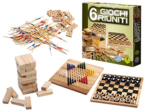 Editrice Giochi- Classici-6 Giochi Riuniti in Legno, 6037248