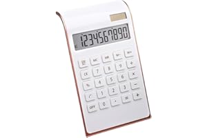 Leoyee Calculatrice de Bureau à Double Alimentation à 10 Chiffres, Alimenté par Batterie/Solaire, écran LCD Inclinable (Or Rose)