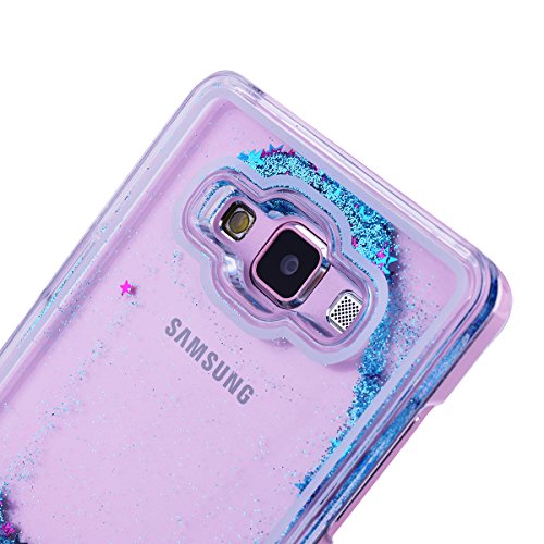 Funda para Samsung Galaxy A5 2015  SMART LEGEND Dual Layer 3D L  quido Glitter Glitter Shiny Gloss Sparkle Clear Dynamic Quicksand Case Cover Skin Shell Carcasa Funda  Cubierta de la Caja Funda Protectora de Pl  stico Duro Caso Claro Transparente que Fluye del Brillo de Bling Carcasa Funda Caso para Galaxy A5 2015 - Estrellas Azul Quicksand