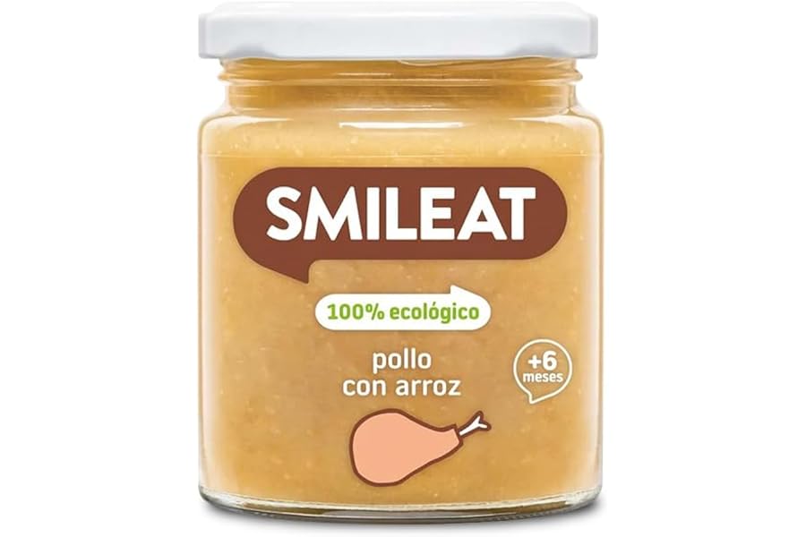 Smileat - Tarrito infantil de Pollo con Arroz - para Peques +6 Meses - Sin Azúcar ni Sal Añadido - Materia Prima de Calidad. 