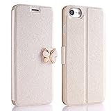 Glitzer Hülle Galaxy S7 Edge, Misteem Luxus Glitzersteine Klar Flash Schmetterling Strass Leder Flip Cover mit Standfunktion Magnetisch Kartenhalter für Samsung Galaxy S7 Edge (Gold)