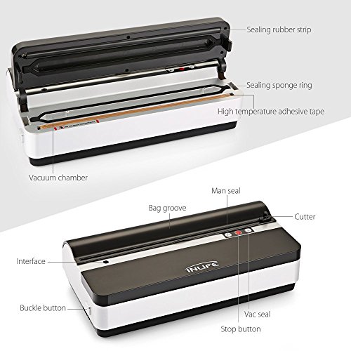 INLIFE K9 Vakuumierer,sous vide vakuumierer mit ein Cutter und ein Rollen Beutel, 5x länger frisch und ganz Natürlich ohne Konservierungsstoffe - 3