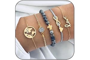 Edary Armband-Set mit Quasten, weißes Marmor-Armband, mit Herz, Perlen-Handkette, verstellbar, für Damen und Mädchen
