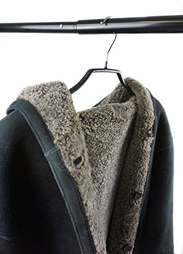 famyShop Metall-Kleiderbügel EXTRA BREITE Auflage, gummiert, beschichtet rutschfest, schwarz, drehbarer Haken, 10 Stück, ca. 40cm x 19cm - 4