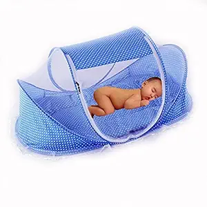 Delavala-Mosquito Net Portable Foldable for Newborn Baby Toddler Bedding Set Crib with Mosquito Net, Baby Travel Bed - Folding Baby Bed Mosquito Net, Netting Play Tent House for Baby/Kids (Blue)