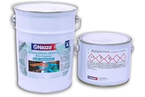 NAZZA Resina Epoxi Cristal Alto Grosor con Filtro UV - 10 centímetros de grosor en 1 sólo vertido con la máxima transparencia - Resina Epoxi Transparente ideal para Mesas de Resina - 17Kg (A+B)