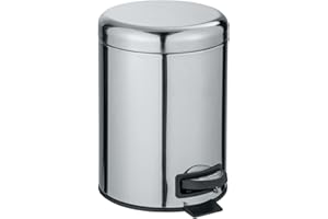 Wenko Cubo de Pedal Acero Inoxidable 5 l. Alassio, Plateado Mate, 5 litros