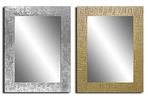 Bilderdepot24 - zeitloser Wandspiegel mit handgearbeitetem Dekorrahmen - Spiegel Kacheln - ca. 90x70 cm - Silber