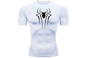 GIENSLRU Herren Spider Print Kompressionsshirt, schnell trocknendes T-Shirt, Gym Lauftrikot, atmungsaktiv Kurzarm, Frühling, Sommer Bodybuilding-T-Shirts für Herren, Top, modisch, Workout