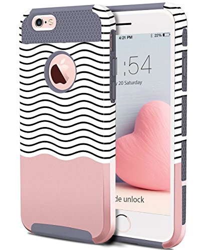BENTOBEN iPhone 6 Funda  iPhone 6S Funda  2 Piezas Ultra Delgada iPhone 6 Protector C  scara Dura Flexible TPU Doble Capa Parachoques Forma Ondulada Protecci  n para iPhone 6 6S 4 7 Inch  Gris