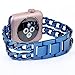 Produktbild Apple Watch Armband, PUGO TOP Solides Edelstahl Cowboy Art Gliederarmband für Apple Watch Serie 2 und Serie 1 Alle Modelle, 38mm Blau