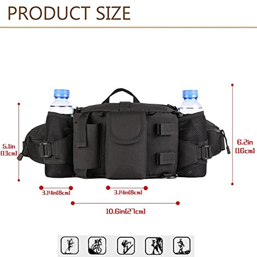 Herren Größ Outdoor Gürteltasche mit Trinkflasche Wasserkocher Zwei-Tasche Bauchtasche - 3