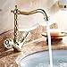 Produktbild LHbox Tap Euro-Kupfer Küche Wasserhahn Rotation Rose Gold countertop Basin Gold Warmes und Kaltes Gericht Waschbecken Wasserhahn Becken aus Bronze - große Kochtöpfe kaltem Wasser Hähne - Zirkon Gold