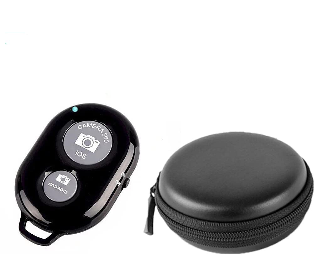 Wireless Remote Control Button Self-Timer Long Distance Remote Controller for Click Selfies Bluetooth Photo Clicker Video Shutter +Carry Pouch Bluetooth Selfie Shutter