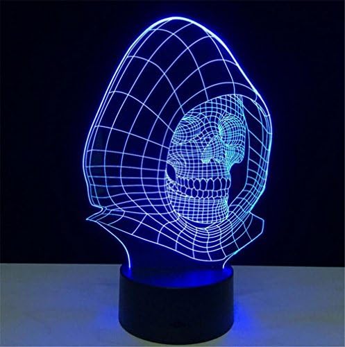 SMILE QUEEN 3D Illusion Lamp Night Light Guitar 7 Changing Colors Touch USB Table Toys Decorations Skull