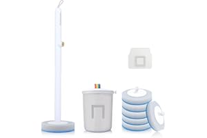 PAVSTINE Jednorazowa szczotka do toalety z bezpłatnym środkiem czyszczącym, uchwyt na szczotkę do toalety na ścianie, szczotki do WC z 6 sztukami środka czyszczącego do nadpękania gąbką, Jednorazowa